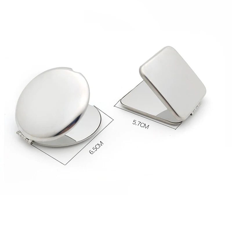 1pcs Portable Women Stainless Steel Makeup Mirror Hand Pocket Folded-Side Cosmetic Make Up Mirror Small Various Shapes Beauty World Shop
