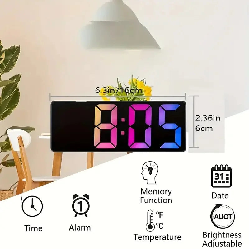 Latest Digital Clock LED Alarm Clock Bedroom Electronic Desktop Clock With Temperature Display Adjustable Brightness 12/24 Hours Beauty World Shop