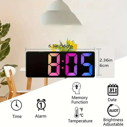 Latest Digital Clock LED Alarm Clock Bedroom Electronic Desktop Clock With Temperature Display Adjustable Brightness 12/24 Hours Beauty World Shop