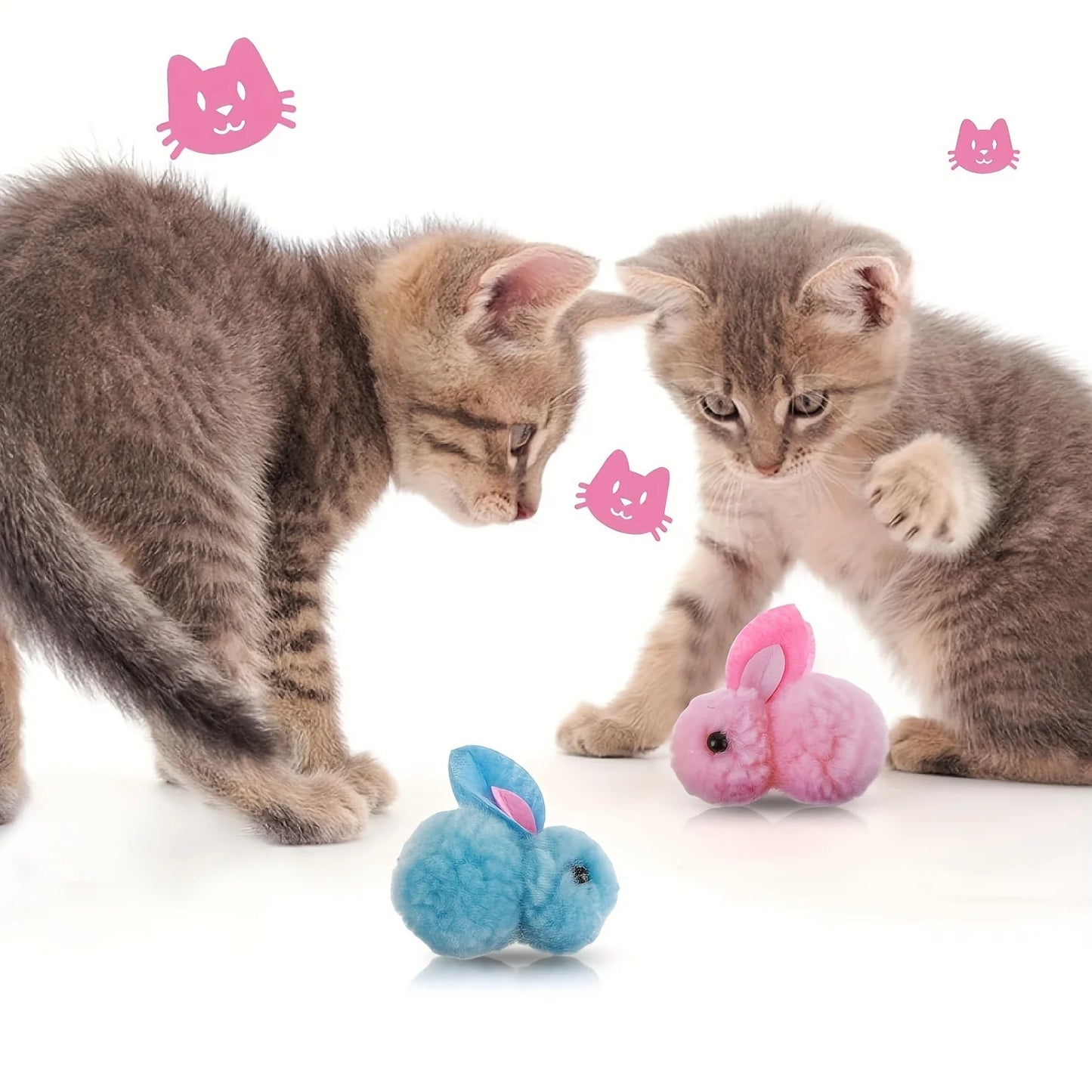 10pcs Color Random Plush Bunny Cat Toys, Soft, interactive cat toy Rabbit balls, Colourful, Soft and Cute Plush Cat Toy Balls Beauty World Shop