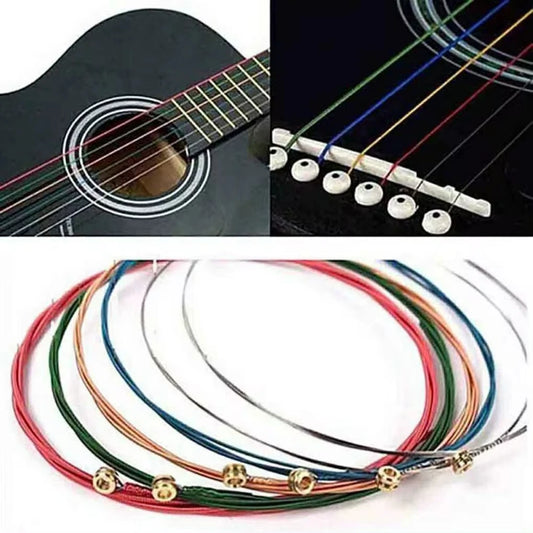 Miwayer Set of 6 Acoustic Guitar Strings, E-A Rainbow Colors, for Folk Acoustic Guitar, Classical Guitar Beauty World Shop