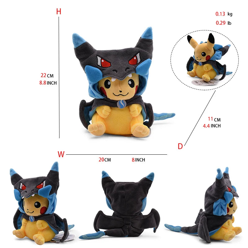 Cos Eevee Pikachu Cosplay Plush Toys Charizard Peluche Lucario Stuffed Animal Doll Collectible Gift,Cartoon 20-30CM Beauty World Shop