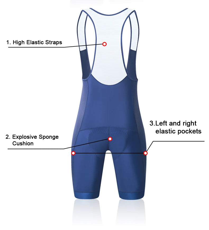 X-TIGER Men's Cycling Shorts Long Distance Riding Bib Shorts Pro Men's Cycling Shorts High Density Foam Cushion 5 CM Leg Gripper Beauty World Shop