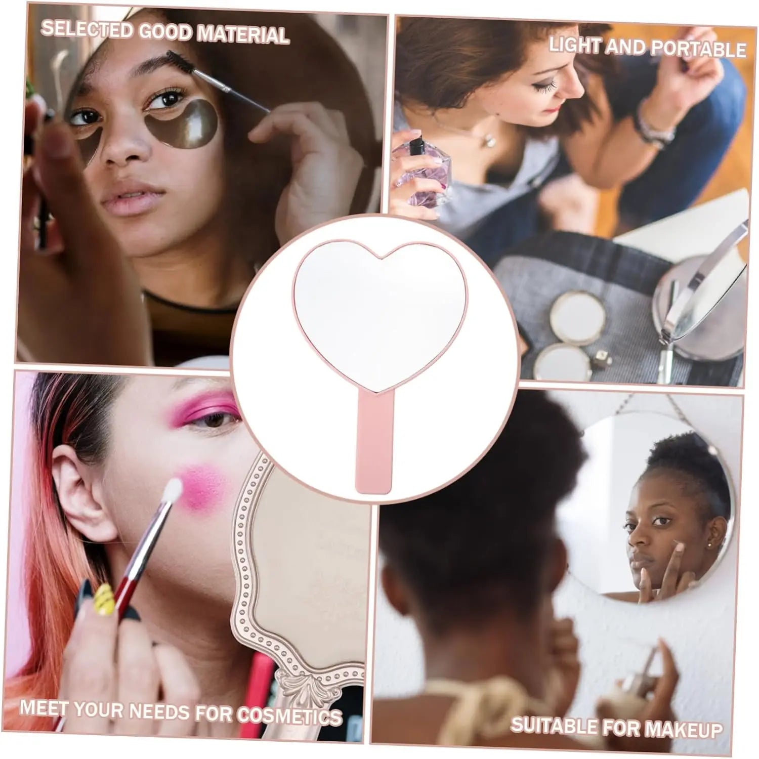 1 Pcs High Definition Handheld Heart-shaped Eyelash Mirror Eyelash Inspection Mirror Makeup Gadgets Vanity Mirror Girl Gifts Beauty World Shop