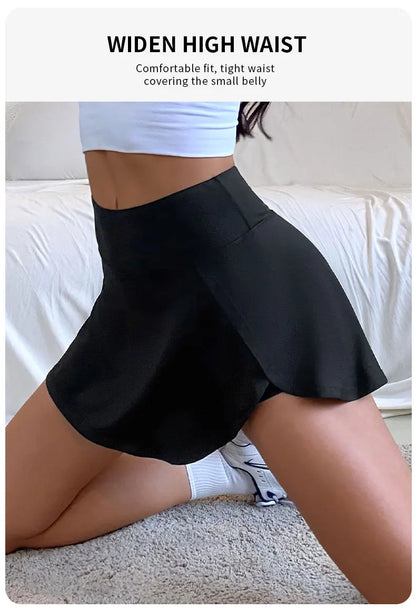 High Waist Sports Culottes Women Yoga Fitness Tennis Lining Anti Light Running Quick Drying Skirt Suitable for Running Yoga Beauty World Shop