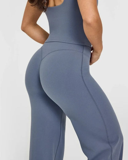 NCLAGEN SoftMotion Straight Leg Bottoms Women's Mid-Waist Yoga Pants GYM Leggings Naked Feel Pilates Running Sports Trousers Beauty World Shop