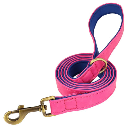 Customized Leather Dog Collar Leash Set Soft Padded Leather Collar For Small Medium Large Dogs With Free Engraved Nameplate Beauty World Shop