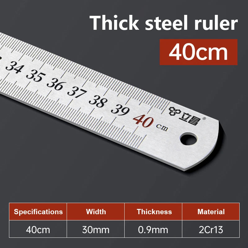 1Pcs 15/20/30/40/50/60100cm Stainless Steel Metal Straight Ruler For Home School Precision Measuring Tool Drawing Tool Supplies Beauty World Shop