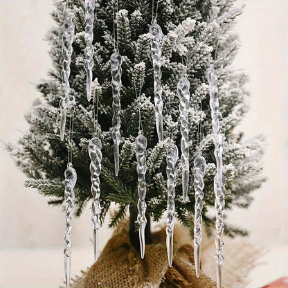12/24/36pcs Crystal Clear Christmas Tree Ornaments Icicle Decorations For Holiday & Winter Party Decor Holiday Decorations Beauty World Shop