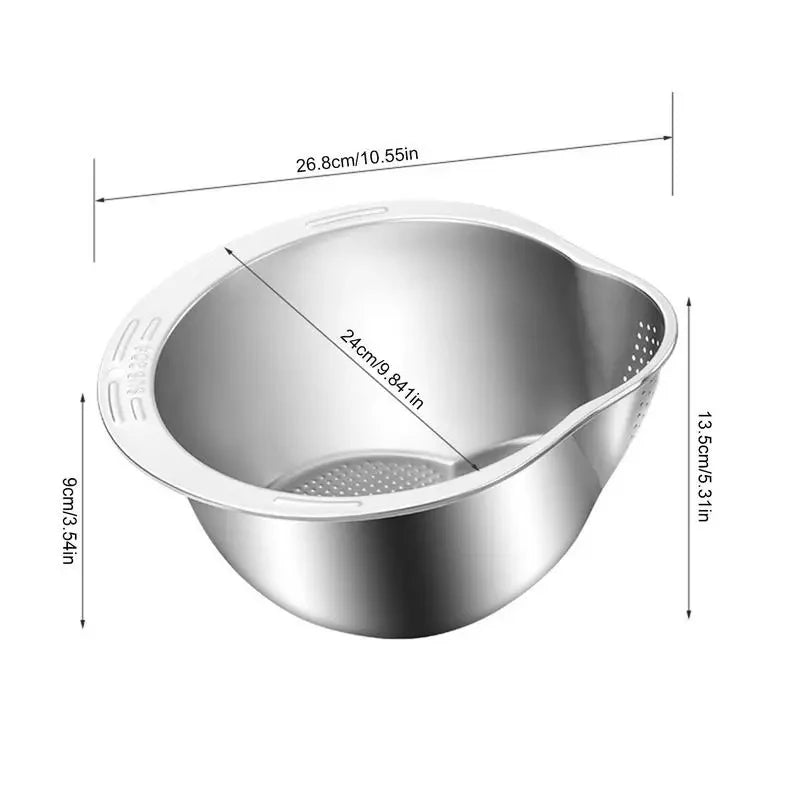 Rice Washer Strainer Bowl Stainless Steel 304 Rice Washing Bowl Rice Sieve Colander Fruit And Vegetable Strainer Kitchen Tools Beauty World Shop