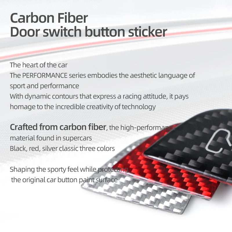 For Tesla Model Y 2019-2025 Juniper Model 3 Highland 2024 Carbon Fiber Car Interior Door Switch Button Trim Stickers Accessories Beauty World Shop