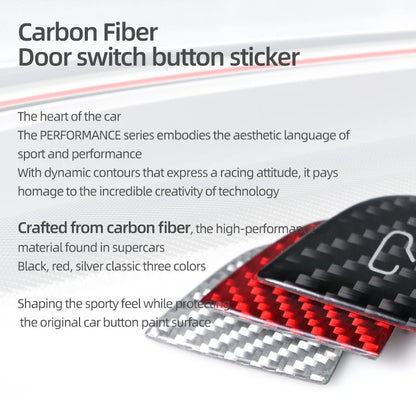 For Tesla Model Y 2019-2025 Juniper Model 3 Highland 2024 Carbon Fiber Car Interior Door Switch Button Trim Stickers Accessories Beauty World Shop