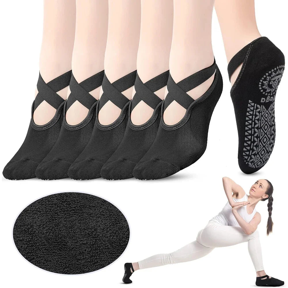 6 pairs, Pilates grab socks for women, yoga cute Barre anti slip exercise team, anti slip socks for exercise Beauty World Shop