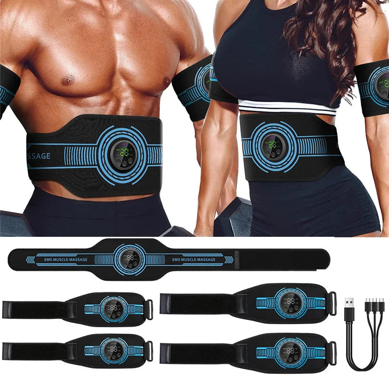 EMS Muscle Stimulation Belt Electric ABS Stimulator Trainer EMS Abdominal Exerciser Toning Belts Arm Leg Back Fitness Massager Beauty World Shop