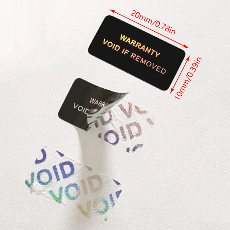 100Pcs Bar code warranty void stickers Dumb silver PET security labels with serial number waterproof tamper proof seal label Beauty World Shop