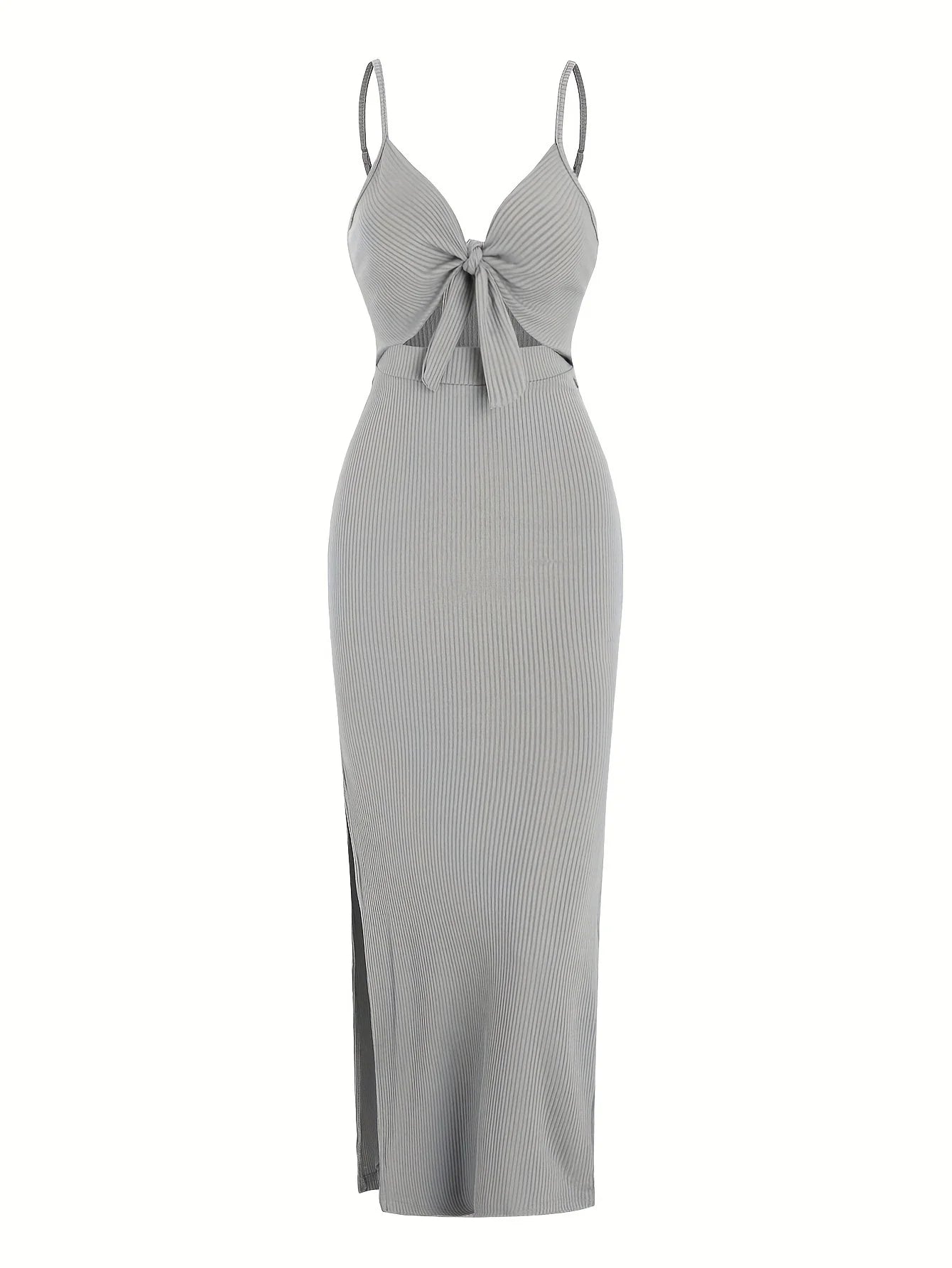 Europe and America knit simple sleeveless suspender dress in spring and summer, leaking back and sexy long skirt with neck. Beauty World Shop