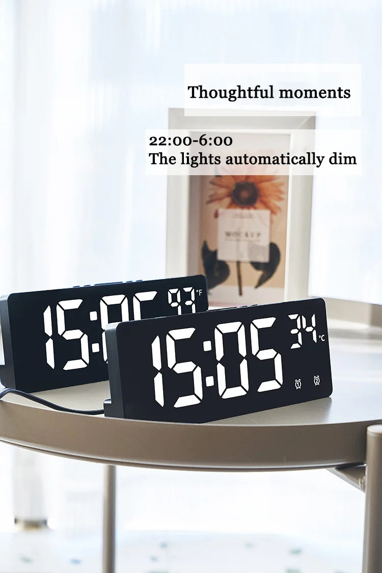 Creative Number Clock Color Nightlight Temperature Calendar Alarm Clock LED Large Number Electronic Clock Backlight Home Decor Beauty World Shop