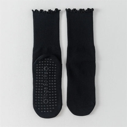 Yoga socks, boneless mid tube socks, sports anti slip thin fit, fitness Pilates combed cotton women's socks Beauty World Shop