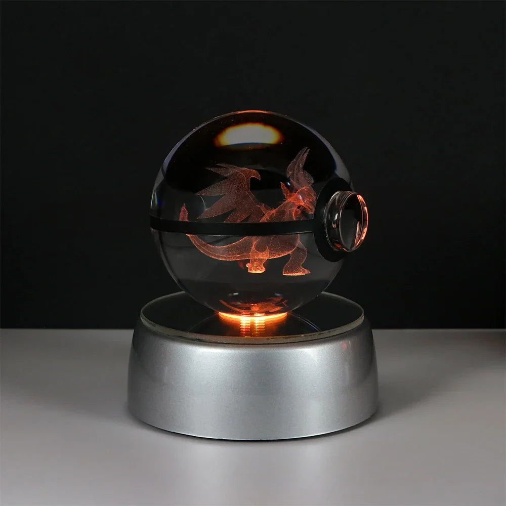 Pokemon Crystal Ball Pikachu Gengar Eevee Mewtwo Lacario Anime Game Pokeball Led Night Light Base Kids Birthday Gift Home Decor Beauty World Shop