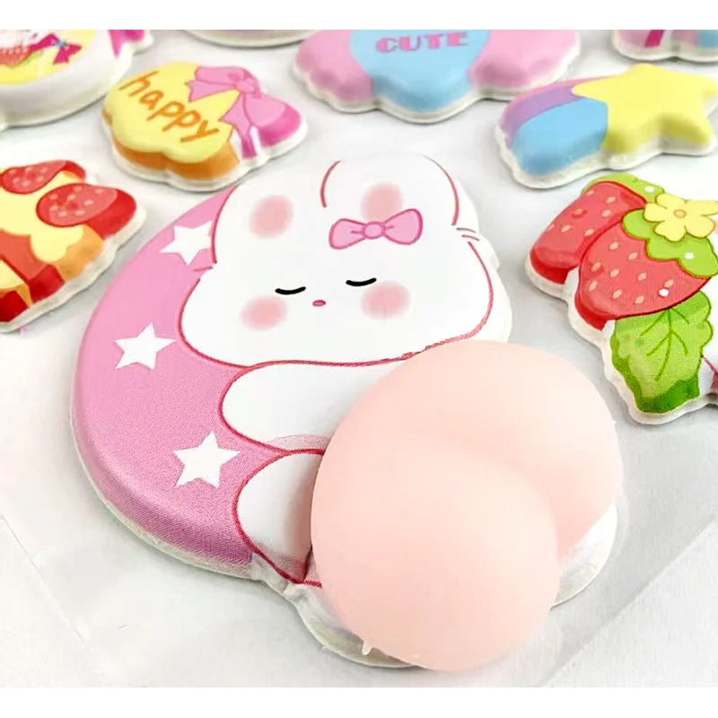 2PCS Cartoon Sticker 3D Puffy Squishy Stress Relief Rabbit Capybara Bear for Phone Case Laptop Decoration Journal DIY Collage Ch Beauty World Shop