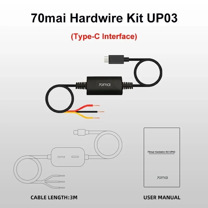 Original 70mai Parking Surveillance Cable UP03 for 70mai A810 A510 X800 X200 Omni M500 Hardwire Kit UP03 24H Parking Monitor Beauty World Shop