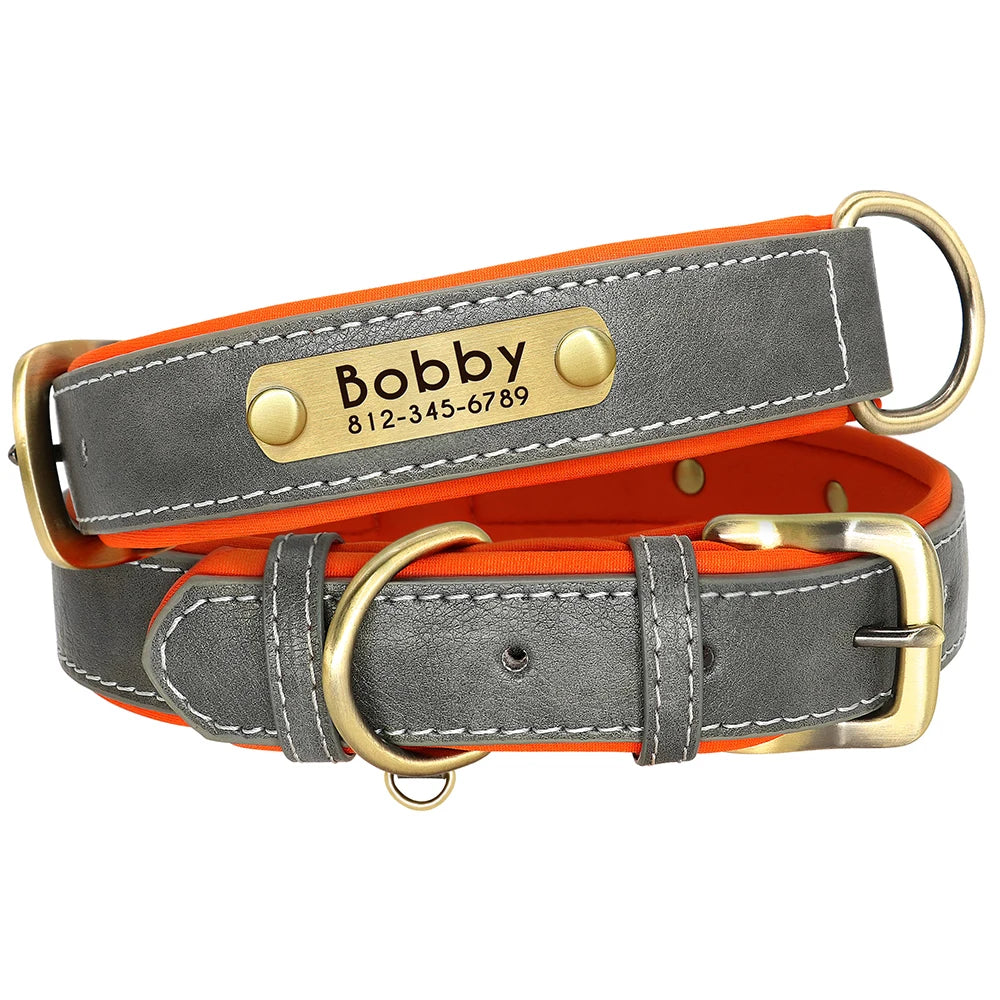 Customized Leather Dog Collar Leash Set Soft Padded Leather Collar For Small Medium Large Dogs With Free Engraved Nameplate Beauty World Shop