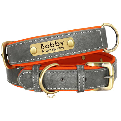 Customized Leather Dog Collar Leash Set Soft Padded Leather Collar For Small Medium Large Dogs With Free Engraved Nameplate Beauty World Shop