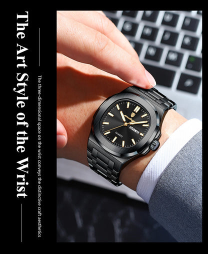POEDAGAR Square Luxury Men's Wristwatch Luminous Waterproof Stainless Steel Male Clock Week Date Original Quartz Watches For Men Beauty World Shop