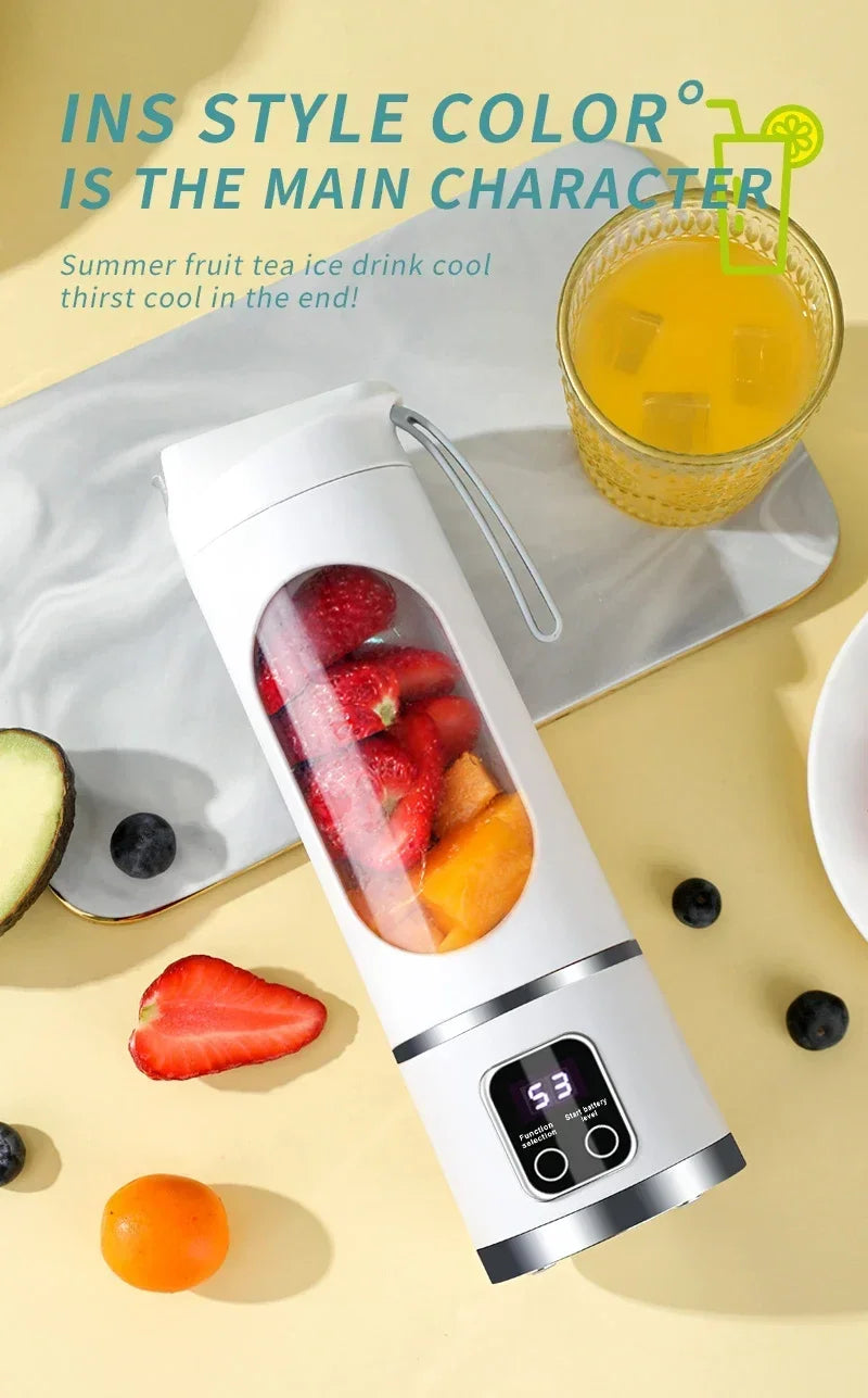 blender juicer Portable Electric Juicer 450ml 8 Blades Travel Juicer Machine Chargeable Shakes Smoothie Blenders Fresh Juice Cup Beauty World Shop