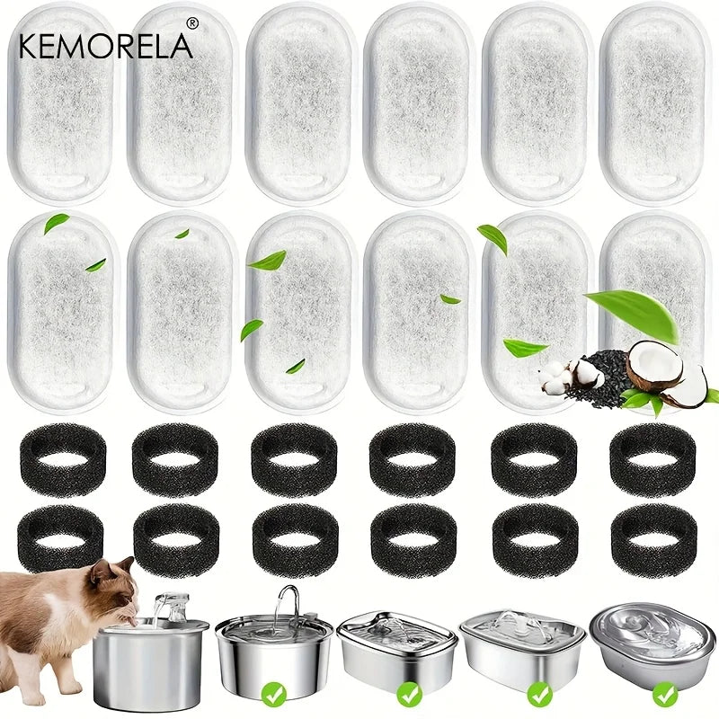12/15PCS Cat Water Fountain Activated Carbon Sponge Filters for Stainless Steel Water Dispenser Pet Healthy Water Care Accessory Beauty World Shop