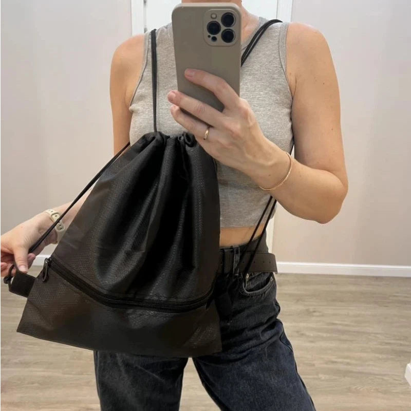Unisex Drawstring Backpack – Lightweight Gym Bag, Travel Tote, School & Work for Men & Women | Minimalist Daily Carry All-in-One Beauty World Shop