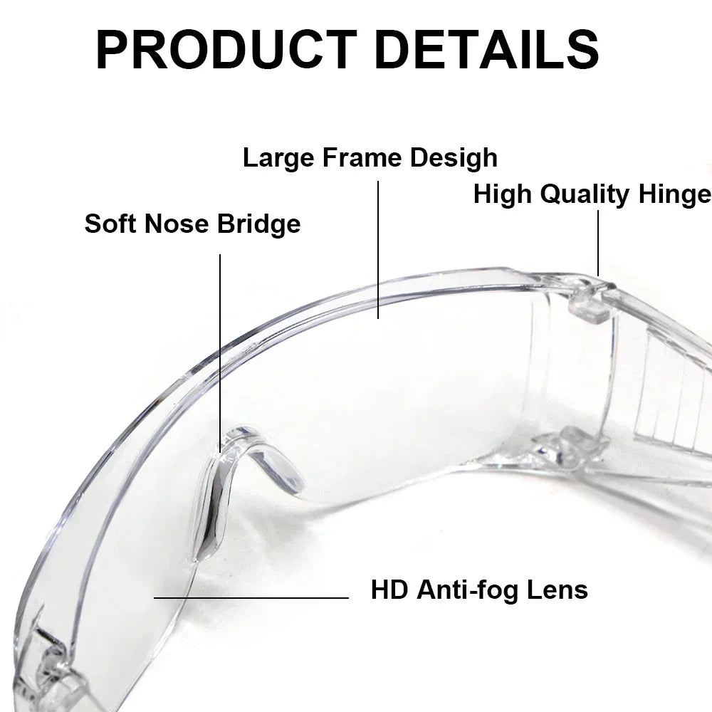 1pc Safety Transparent Glasses Anti Fog Goggles Vented Sides Shields PC Frame Spectacles for Riding Lab Labor Protection Beauty Trend Shop