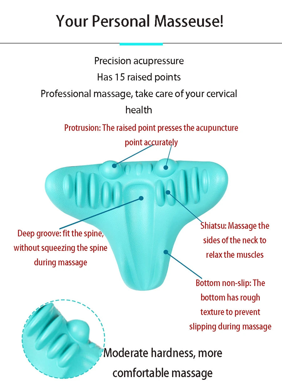 Neck Shoulder Stretcher Relaxer Cervical Chiropractic Traction Device Massage Pillow for Pain Relief Cervical Spine Alignment