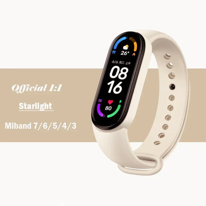 official Silicone Strap For Xiaomi Mi Band 4 5 6 7 Bracelet Sport Watch Wristband Miband4 miband7 Correa Mi band 3 4 5 6 7 Band Beauty Fashion