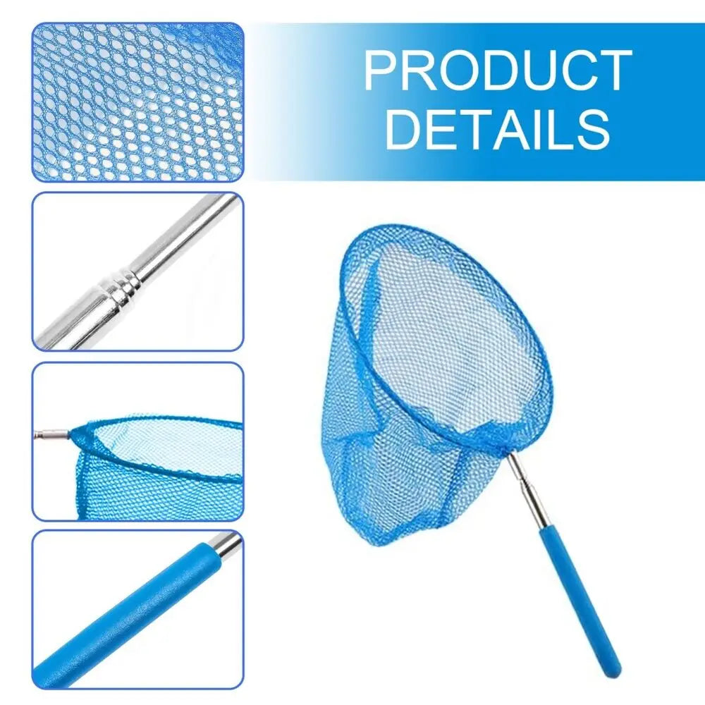 2023 New Telescopic Swimming Pool Net Rake Clear Cleaner Scoop Leaf Stainless Steel Skimmer Mesh Frame Kids Outdoor Fish Nett Beauty World Shop