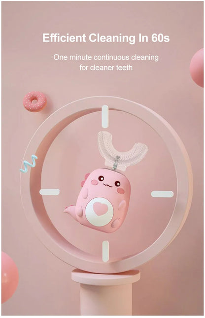 Children'S Electric Toothbrush Food Grade Silicone Oral 360 Degree Automatic Usb Charging Smart Children'S Toothbrush U-Shaped Beauty World Shop