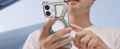 Oatsbasf Z Shape Phone Case for iPhone 16 15 14 Pro Max with Stand 360°Rotatable Magsafe Minimalist Frameless Protective Cover Beauty World Shop