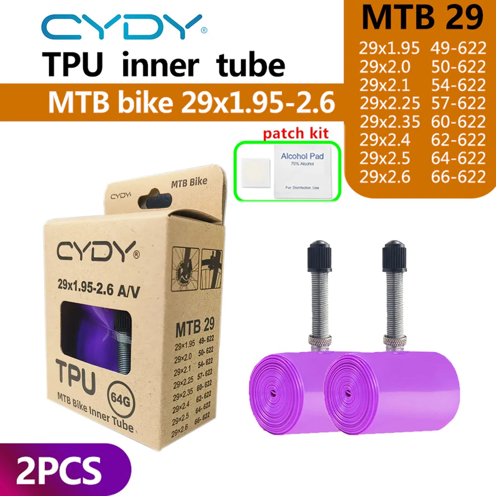 CYDY TPU MTB Bike Inner Tube Camera 29 26 27.5 29x1.95-2.6 Inch Mountain Bicycle Tire Schrader Valve AV pneu 29er Cycling Tube Beauty World Shop