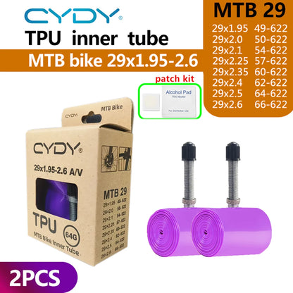 CYDY TPU MTB Bike Inner Tube Camera 29 26 27.5 29x1.95-2.6 Inch Mountain Bicycle Tire Schrader Valve AV pneu 29er Cycling Tube Beauty World Shop