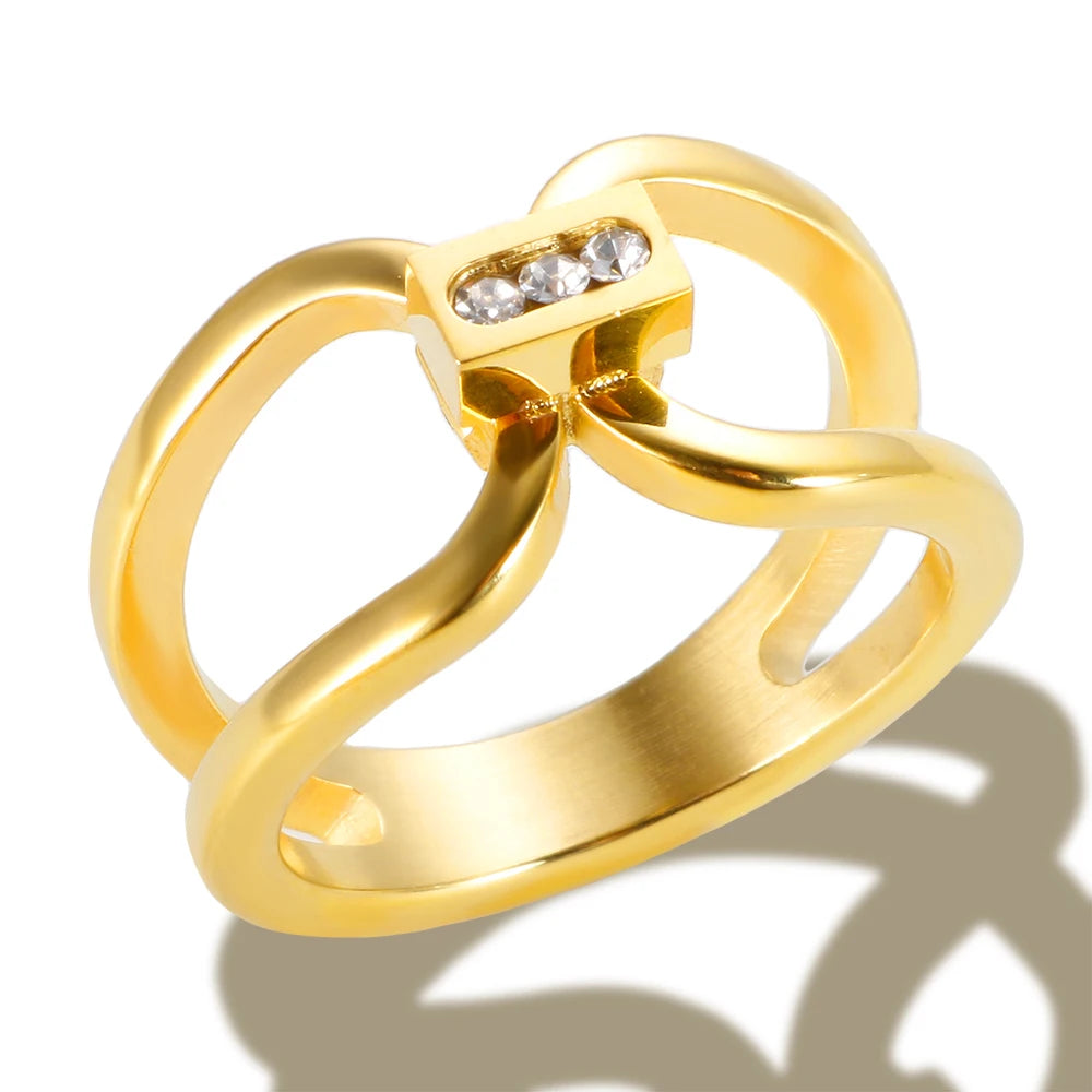 Three Layers Roman Numerals Ring for Women Luxury Stainless Steel Rotatable Crystal Finger Rings Female Wedding Trendy Jewelry Beauty World Shop
