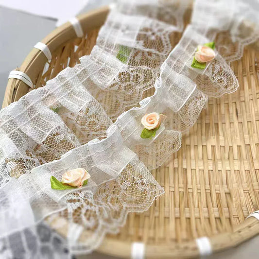 1 Yard Pink Bow Embroidery Lace Fabric Trim DIY Clothing Decoration Accessory 5CM Wide Home Accessories Store