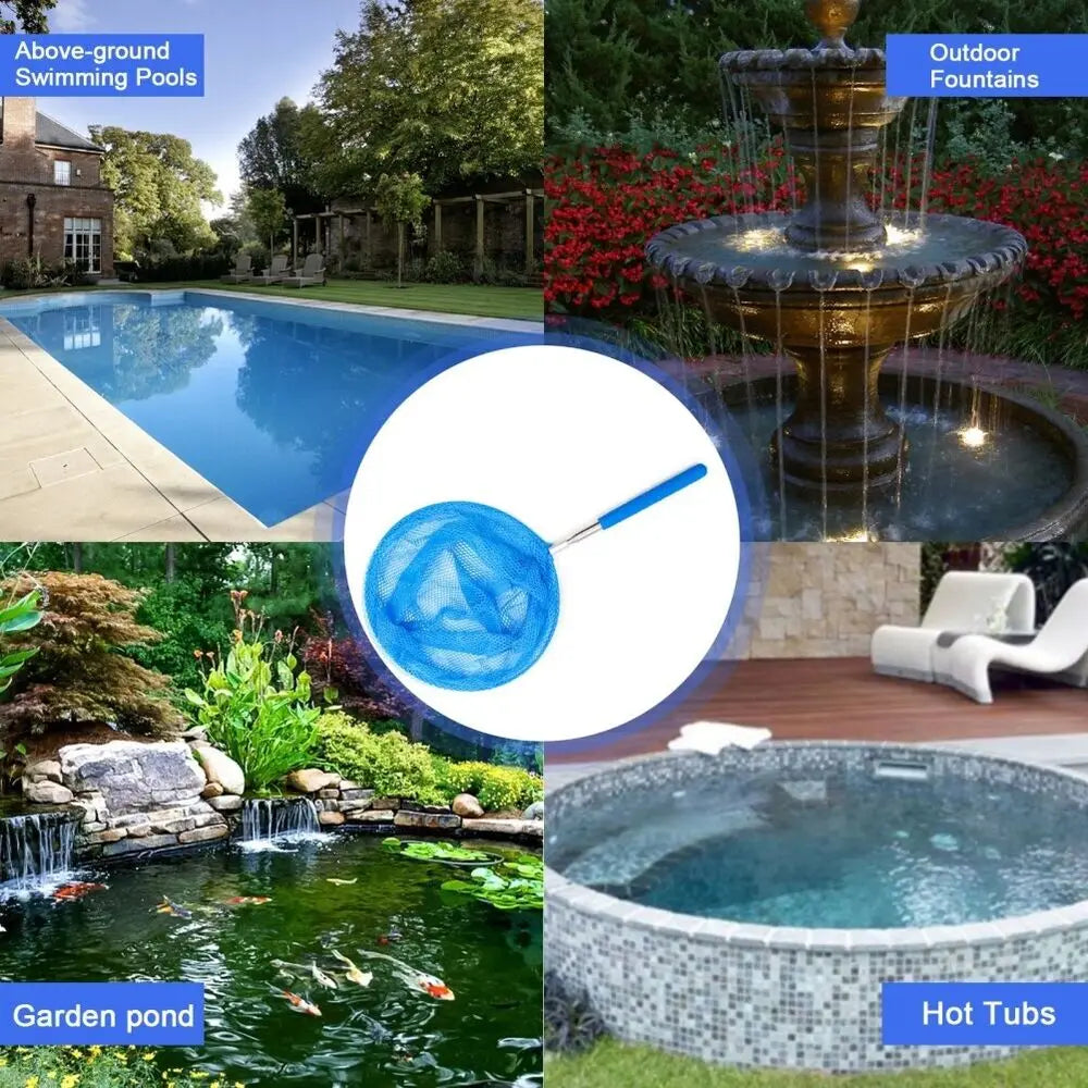 2023 New Telescopic Swimming Pool Net Rake Clear Cleaner Scoop Leaf Stainless Steel Skimmer Mesh Frame Kids Outdoor Fish Nett Beauty World Shop