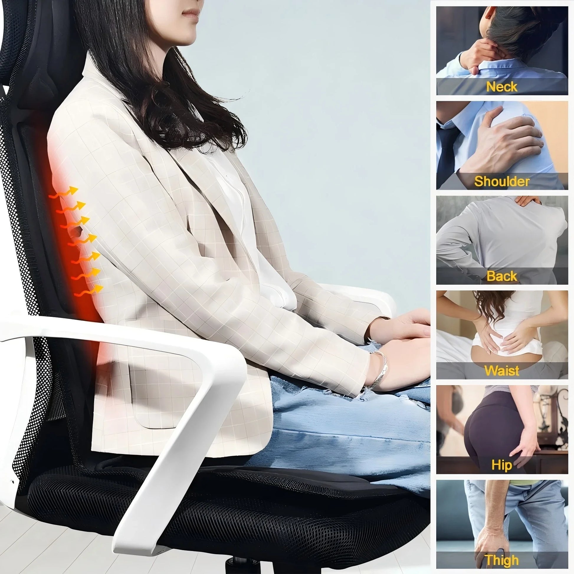 Portable Full Body Massage Chair Cushion, Neck Back Waist Hips Massage Pad Soft Relax for Home Office Car Use Beauty World Shop