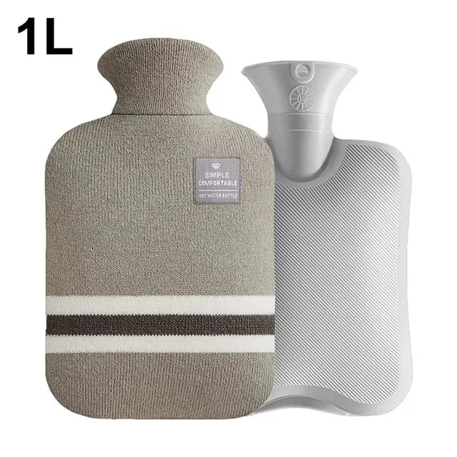 Hot Water Bottle with Knitted Cover Durable 1L/2L Hot Water Bag for Pain Relief Hot Cold Therapy Hand Feet Warmer Women Gifts Beauty World Shop