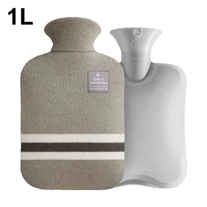 Hot Water Bottle with Knitted Cover Durable 1L/2L Hot Water Bag for Pain Relief Hot Cold Therapy Hand Feet Warmer Women Gifts Beauty World Shop
