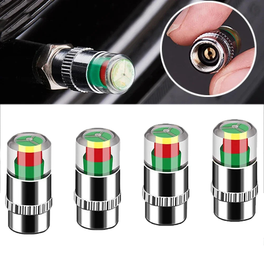 NEW 4pcs Car Tire Pressure Indicator Gauge Alert Monitoring Valve Cap Sensor External Detection Beauty World Shop