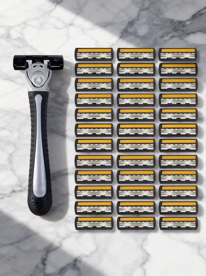 Variety Packs Skin Guard Anti-Slip Handle Replacement Triple Blades Reusable Safety Manual Razors for Men Shaving Bathing Trave Beauty World Shop