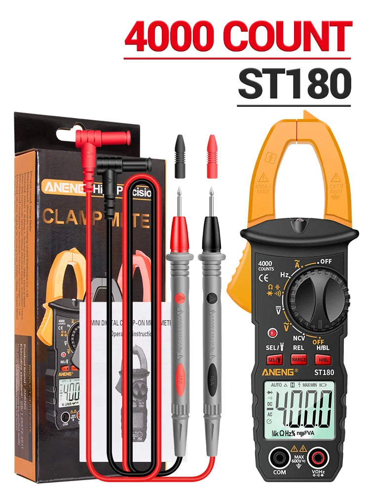 ANENG ST180 AC Current Clamp Meter  Digital 4000 Counts Multimeter Ammeter Voltage Tester Car Amp Hz Capacitance NCV Ohm Tool Beauty World Shop