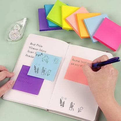 8 Pads Sticky Notes 3x3 Self-Stick Notes 8 Bright Multi Colors Purple Sticky Notes, 85 Sheet/Pad Beauty World Shop