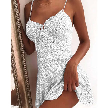 Floral Print A Line Mini Dresses Sexy Lady Dating Camisole Strapless Backless Dress Boho Solid Beach Clothing Beauty World Shop